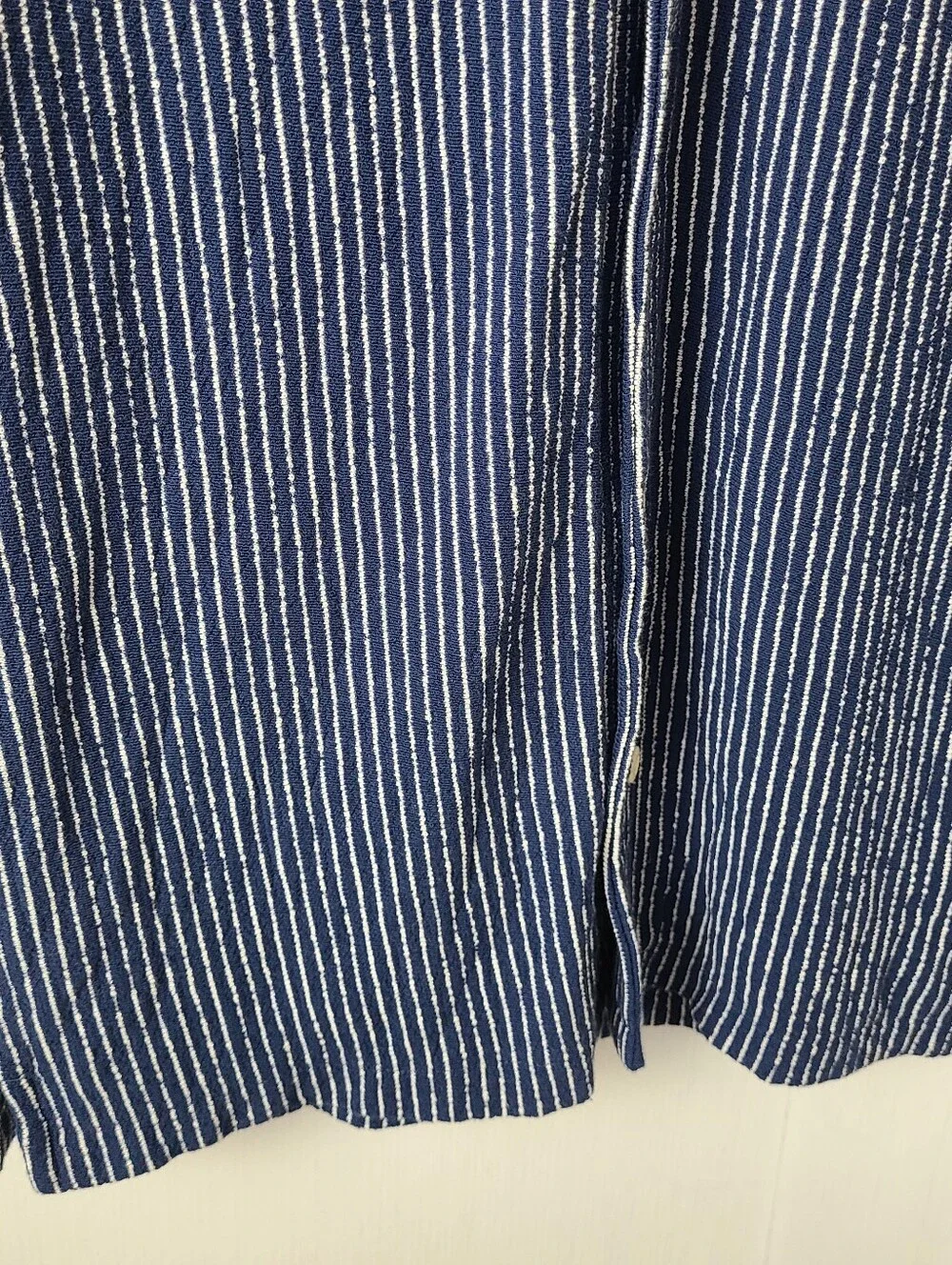 J. Crew Knit Blue Ivory Feeder Stripe Short Sleeve Button-Down Shirt
